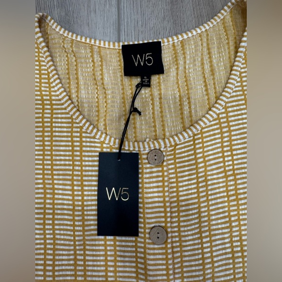W5 Yellow Striped Women's Top - Picture 2 of 7